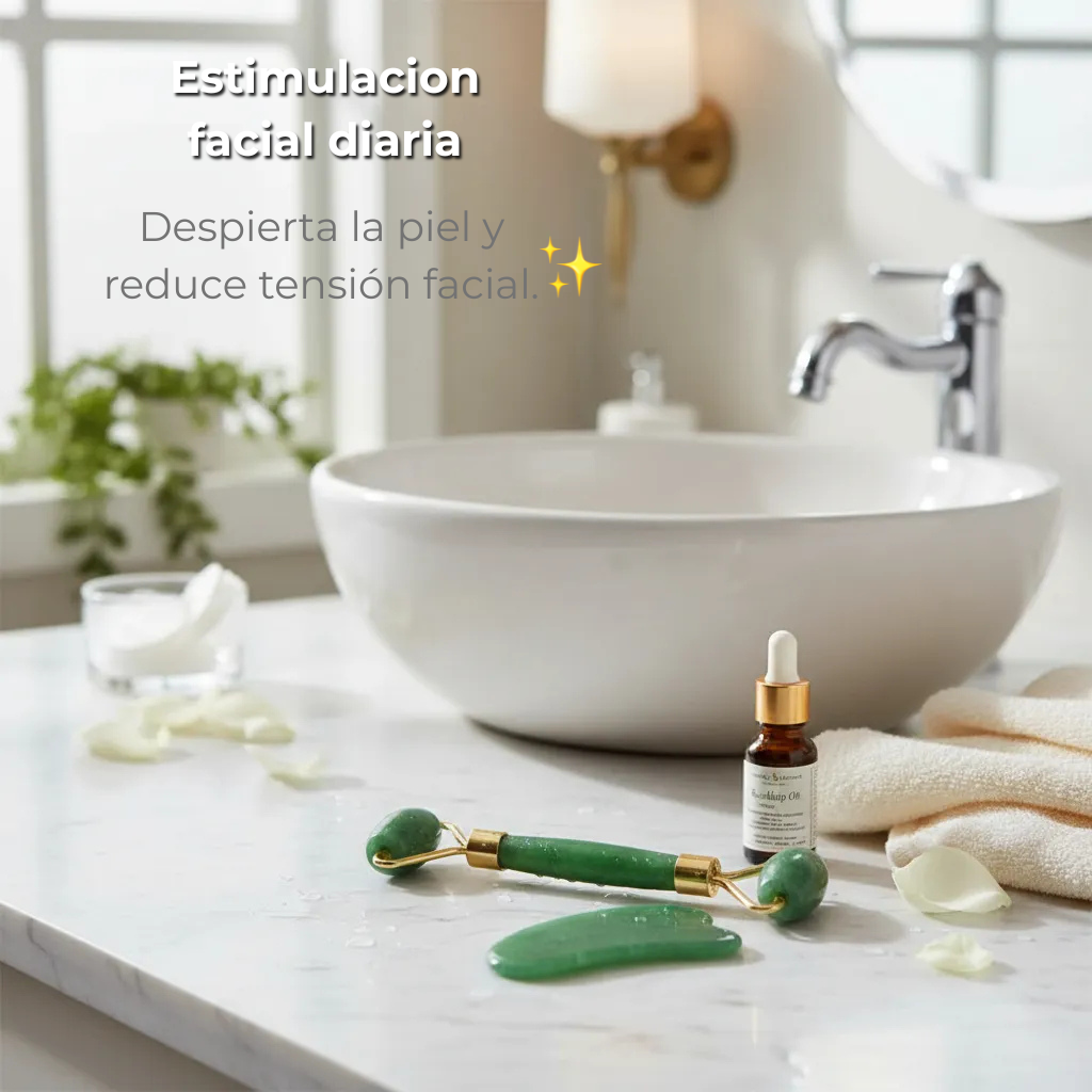 Rodillo y gua sha de jade Femlux