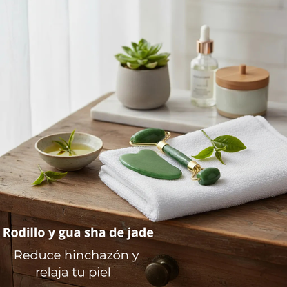 Rodillo y gua sha de jade Femlux